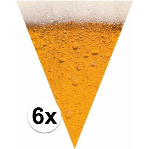 6x Bier print vlaggenlijnen / slingers 6,4 meter - Bierfeest/Oktoberfest versiering