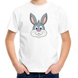 Cartoon konijn t-shirt wit voor jongens en meisjes - Kinderkleding / dieren t-shirts kinderen
