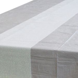 Zilver tafelkleed 274 x 137 cm met witte tafelloper met glitters voor de kersttafel - Kerstdecoratie - Kerstversiering