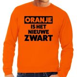 Oranje tekst sweater Oranje is het nieuwe zwart voor heren -  Koningsdag kleding