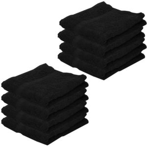 8x Voordelige handdoeken zwart 50 x 100 cm 420 grams - Badkamer textiel badhanddoeken