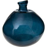 Atmosphera bloemenvaas Genua - Organische bol fles vorm - blauw transparant - glas - H33 x D32 cm