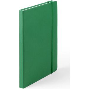 Luxe schriften/notitieboekje groen met elastiek A5 formaat - blanco paginas - opschrijfboekjes - 100 paginas