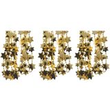 3x Kerstslinger sterren kralen goud 270 cm - Guirlande kralenslingers - Gouden kerstboom versieringen