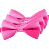 3x Roze verkleed vlinderstrikjes 12 cm voor dames/heren - Roze thema verkleedaccessoires/feestartikelen - Vlinderstrikken/vlinderdassen met elastieken sluiting