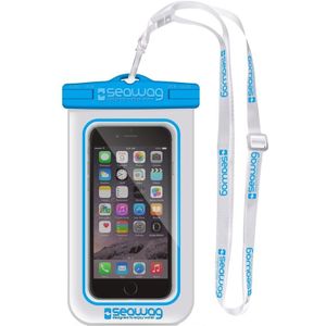 Witte/blauwe waterproof hoes voor smartphone/mobiele telefoon - Met polsband - Telefoonhoesjes waterbestendig