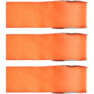 3x Hobby/decoratie oranje satijnen sierlinten 2,5 cm/25 mm x 25 meter - Cadeaulint satijnlint/ribbon - Striklint linten oranje