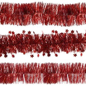 Decoris folie kerstslingers 6x stuks - rood - kunststof - 270 cm