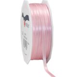 2x Luxe Hobby/decoratie roze satijnen sierlinten 0,6 cm/6 mm x 50 meter- Luxe kwaliteit - Cadeaulint satijnlint/ribbon