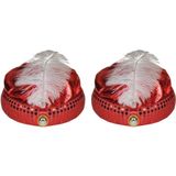 2x stuks rood Arabisch Sultan tulband met diamant en veer - 1001 nacht verkleed hoedje