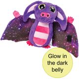 Suki Gifts Pluche knuffeldier vleermuis - paars/roze - 17 cm - speelgoed