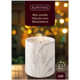 Lumineo Luxe LED kaarsen set - 2x st - marmer look - D9 - warm wit - met timer