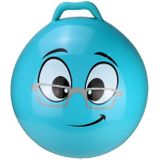 2x stuks skippybal smiley voor kinderen blauw 55 cm - Zomer buiten speelgoed