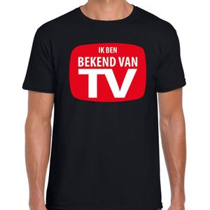 Fout Bekend van TV t-shirt met rood logo zwart voor heren - foute party fun tekst shirt / outfit