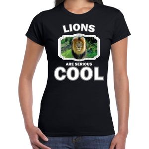 Dieren leeuwen t-shirt zwart dames - lions are serious cool shirt - cadeau t-shirt leeuw/ leeuwen liefhebber