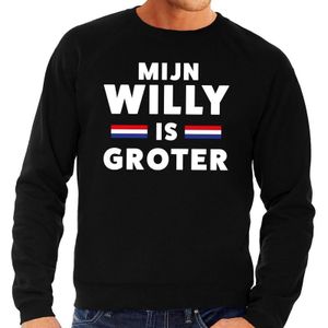 Zwart Mijn Willy is groter sweater - Trui voor heren - Koningsdag kleding