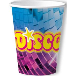 Disco feest wegwerp bekertjes - 10x - 250 ml - karton - jaren 80/disco themafeest