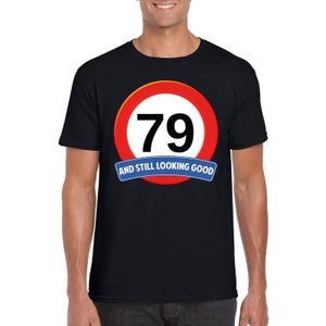 79 jaar and still looking good t-shirt zwart - heren - verjaardag shirts