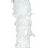 Boland Carnaval verkleed boa met veren - 2x - wit - 180 cm - 80 gram - Glitter and Glamour