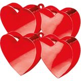 Set van 6x stuks ballon gewichtje rode hartjes stijl - Voor helium ballonnen
