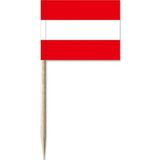 150x Cocktailprikkers Oostenrijk 8 cm vlaggetje landen decoratie - Houten spiesjes met papieren vlaggetje - Wegwerp prikkertjes