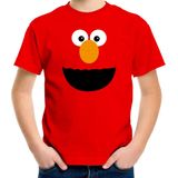 Rode cartoon knuffel gezicht verkleed t-shirt rood voor kinderen - Carnaval fun shirt / kleding / kostuum