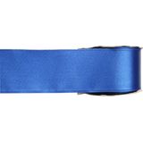 2x Hobby/decoratie blauwe satijnen sierlinten 2,5 cm/25 mm x 25 meter - Cadeaulint satijnlint/ribbon - Striklint linten blauw