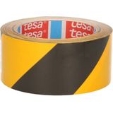 Tesa afzettape/markeertape donkergeel/zwart 6 cm x 66 mtr - Gevarenzone