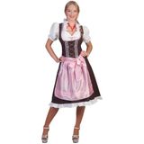 Oktoberfest jurkje midi / dirndl voor dames - bruin met roze midi jurk- Tiroler kleding