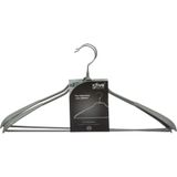 Set van 8x stuks kunststof kledinghangers grijs 43 x 23 cm - Kledingkast hangers/kleerhangers voor jassen