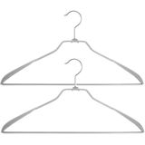 Set van 8x stuks kunststof kledinghangers grijs 43 x 23 cm - Kledingkast hangers/kleerhangers voor jassen