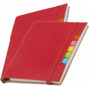 Pakket van 8x stuks schoolschriften/notitieboeken A6 gelinieerd - rood - Inclusief pen