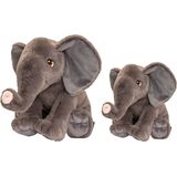 Keel Toys - Pluche knuffel dieren set 2x olifanten 18 en 35 cm