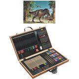 Complete teken/schilder cadeau doos 88-delig met een A4 schetsboek van 50 vellen - Voor Dino liefhebbers