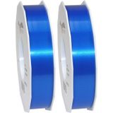 2x XL Hobby/decoratie blauwe kunststof sierlinten 2,5 cm/25 mm x 91 meter- Luxe kwaliteit - Cadeaulint kunststof lint/ribbon