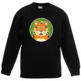 Kinder sweater zwart met vrolijke tijger print - tijgers trui - kinderkleding / kleding