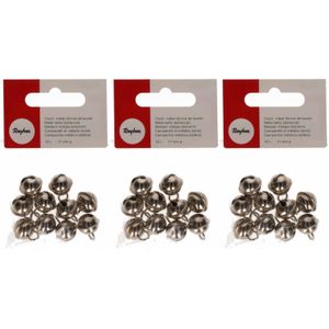 30x Metalen belletjes zilver met oog 11 mm hobby/knutsel benodigdheden - Kerst kersmuts belletjes - Kattenbellen - Hobby- en Knutselmateriaal