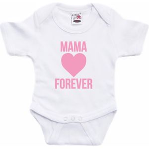Mama forever roze hart tekst baby rompertje wit jongens en meisjes - Kraamcadeau/ Moederdag cadeau - Babykleding