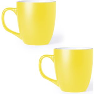 10x Drinkbeker/mok geel 440 ml - Keramiek - Gele mokken/bekers voor onbijt en lunch