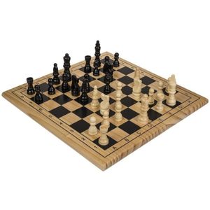 Houten schaakspel met schaakstukken en bord 28 x 28 cm - Denkspellen - Schaken