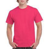Set van 2x stuks roze katoenen t-shirts voor heren 100% katoen - zware 200 grams kwaliteit - Basic shirts, maat: 2XL (44/56)