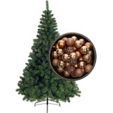 Bellatio Decorations kerstboom H120 cm - met kerstballen camel bruin