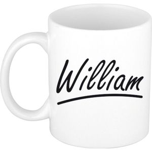 William naam cadeau mok / beker met sierlijke letters - Cadeau collega/ vaderdag/ verjaardag of persoonlijke voornaam mok werknemers