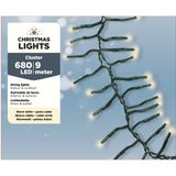Set van 2x stuks clusterverlichting warm wit buiten 680 lampjes - Kerstverlichting - Boomverlichting/feestverlichting lichtsnoeren