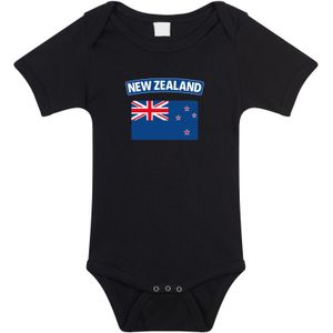 New-Zealand baby rompertje met vlag zwart jongens en meisjes - Kraamcadeau - Babykleding - Nieuw-Zeeland landen romper