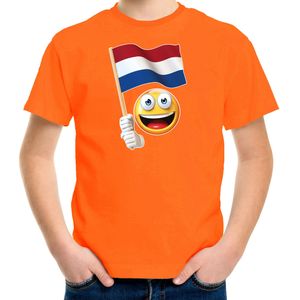 Emoticon Holland / Nederland landen t-shirt - oranje - kinderen - EK / WK / Olympische spelen shirt / kleding
