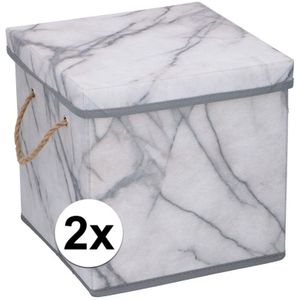 2x Opbergboxen / opbergdozen 31 cm marmer 30 liter - opruimen - opbergmanden