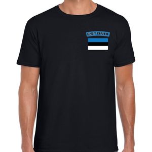 Estonia t-shirt met vlag zwart op borst voor heren - Estland landen shirt - supporter kleding
