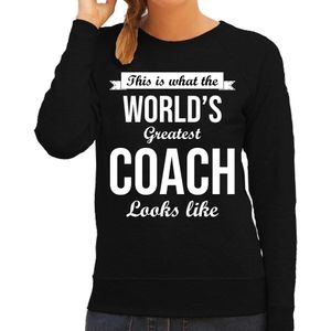 Worlds greatest coach cadeau sweater zwart voor dames -  kado trui voor coaches