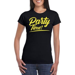 Bellatio Decorations Verkleed T-shirt voor dames - party time - zwart - geel glitter - carnaval